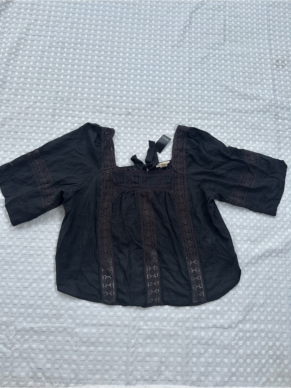 Torrid Embroidered Square-Neck Top - Open Back With Bows 1X NEW